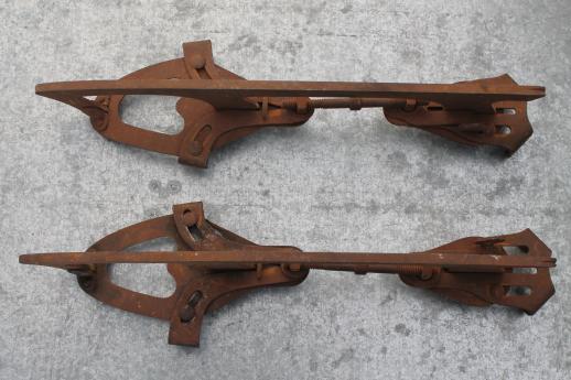 photo of antique ice skates, adjustable steel ice skates to fit on boots or shoes #4