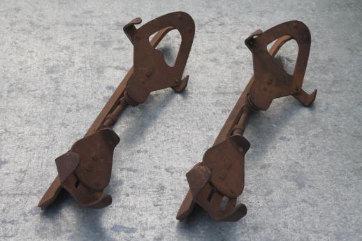 photo of antique ice skates, adjustable steel ice skates to fit on boots or shoes #6