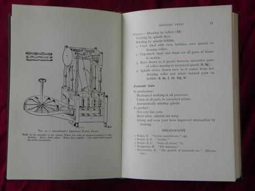 photo of antique illustrated textbook yarn/cloth making and textile weaving #3