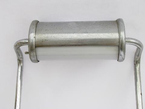 photo of antique industrial chrome canister light on stand, vintage dentist cabinet or lab lamp #3