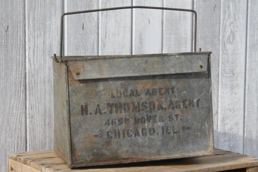 photo of antique industrial galvanized zinc bucket for shabby vintage garden flower box #1