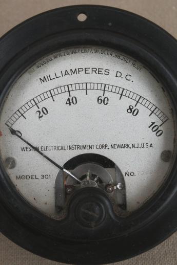 photo of antique industrial gauge, steampunk vintage bakelite Weston ammeter #2