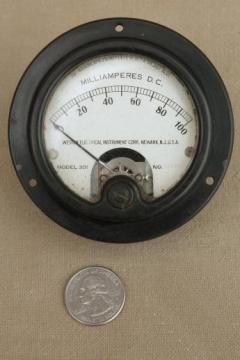 catalog photo of antique industrial gauge, steampunk vintage bakelite Weston ammeter