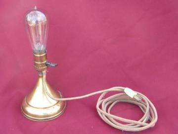 catalog photo of antique industrial vintage solid brass desk lamp/work light w/Paiste