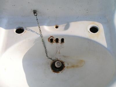 photo of antique iron and porcelain lavatory sink #2