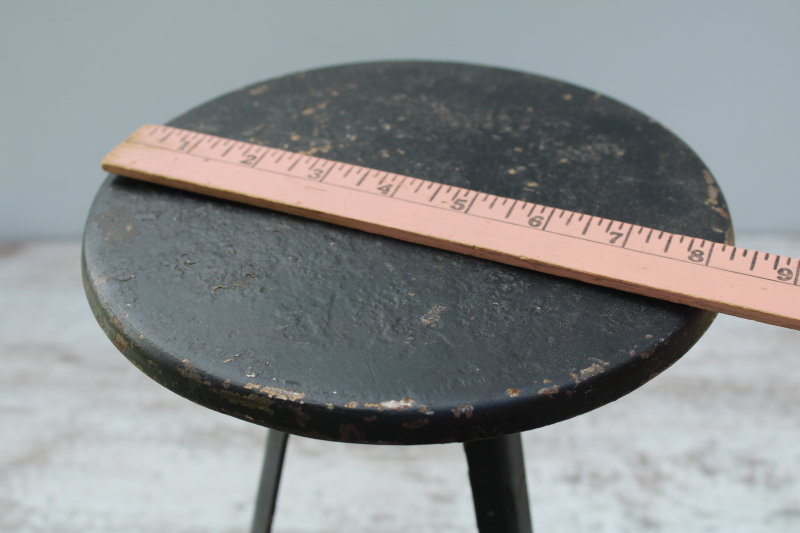 photo of antique iron milking stool, primitive vintage paint all metal tiny round table riser pedestal  #5