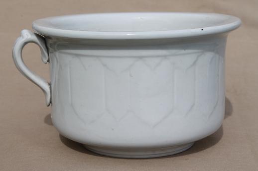 photo of antique ironstone china chamber pot, ogee pattern white ironstone china #3