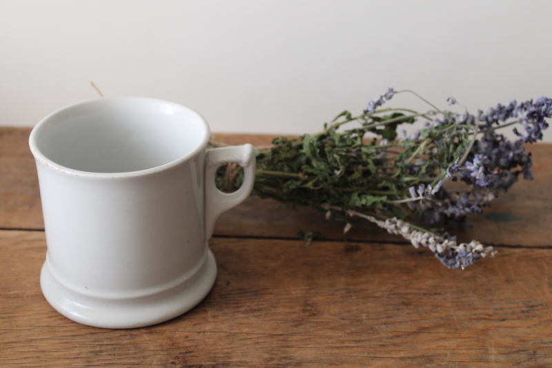 photo of antique ironstone china, large plain white mug J & G Meakin mark w/ English Royal Arms  #1