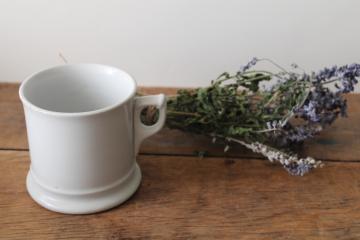 catalog photo of antique ironstone china, large plain white mug J & G Meakin mark w/ English Royal Arms 