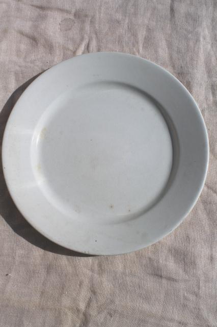 photo of antique ironstone china plates, plain white Wedgwood & embossed lily morning glory vine #6