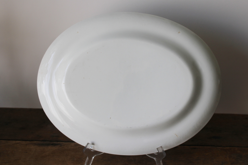photo of antique ironstone china platter, border of green shamrocks & pink clover blossoms #5