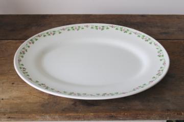 catalog photo of antique ironstone china platter, border of green shamrocks & pink clover blossoms 