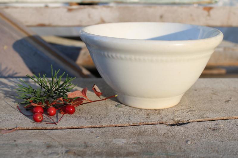 photo of antique ironstone china, small mixing bowl Dresden White Granite early 1900s vintage #1