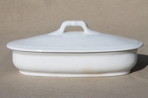 photo of antique ironstone china toothbrush dish, covered box for wash stand commode set #2