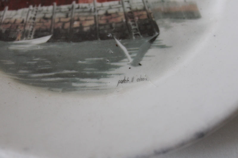 photo of antique ironstone plate Denise Patchell Olson landscape Motif #1 fishing shack Rockport Massachusetts #3