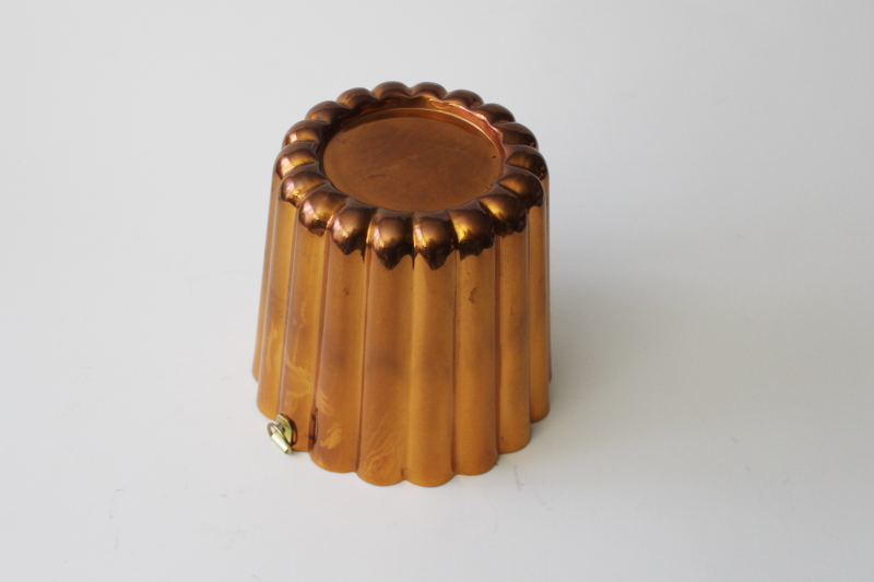 photo of antique jelly mold reproduction, vintage Revere copper mold w/ ladyfinger fluted shape #1