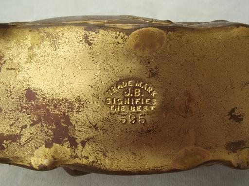 photo of antique jewelry box casket, vintage Jennings Bros art nouveau gilt metal  #8