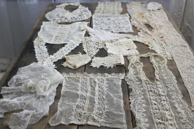 antique lace lot Victorian Edwardian vintage French lace dress trims ...