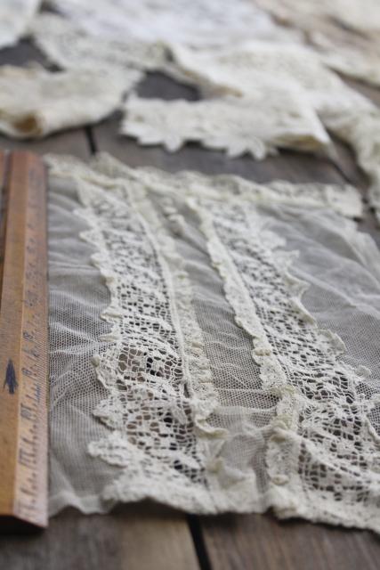 photo of antique lace lot Victorian Edwardian vintage French lace dress trims - collars, cuffs, bibs #5