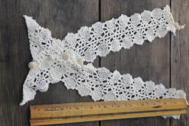 photo of antique lace lot Victorian Edwardian vintage French lace dress trims - collars, cuffs, bibs #7