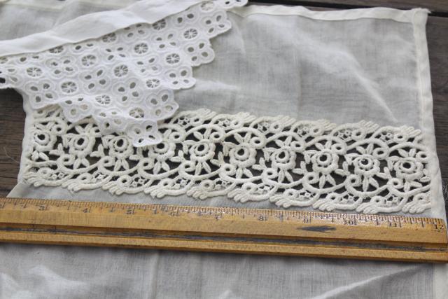 photo of antique lace lot Victorian Edwardian vintage French lace dress trims - collars, cuffs, bibs #10