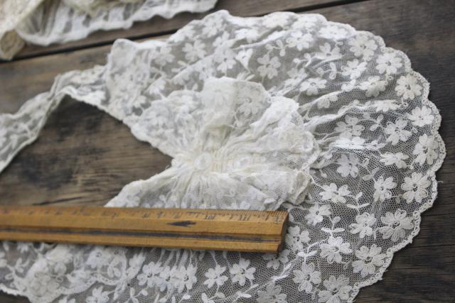 photo of antique lace lot Victorian Edwardian vintage French lace dress trims - collars, cuffs, bibs #11