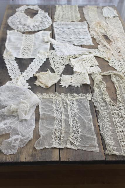 photo of antique lace lot Victorian Edwardian vintage French lace dress trims - collars, cuffs, bibs #12