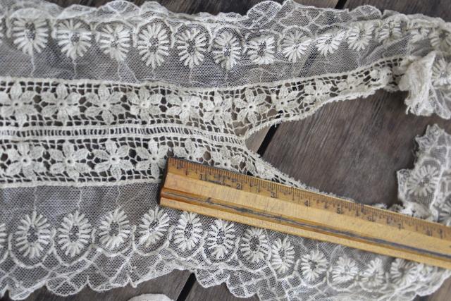 photo of antique lace lot Victorian Edwardian vintage French lace dress trims - collars, cuffs, bibs #17