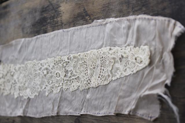 photo of antique lace lot Victorian Edwardian vintage French lace dress trims - collars, cuffs, bibs #19