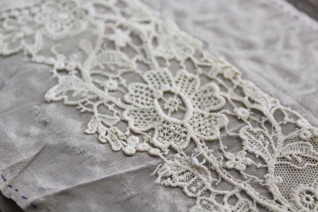 photo of antique lace lot Victorian Edwardian vintage French lace dress trims - collars, cuffs, bibs #21