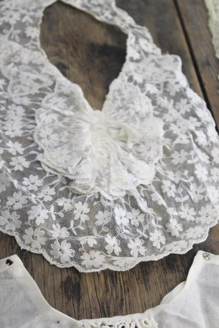 photo of antique lace lot Victorian Edwardian vintage French lace dress trims - collars, cuffs, bibs #29