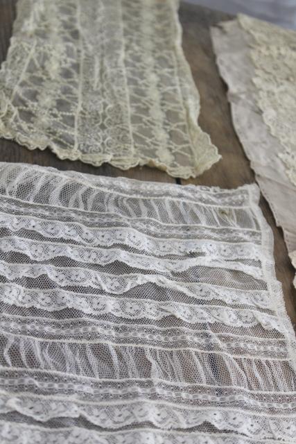 photo of antique lace lot Victorian Edwardian vintage French lace dress trims - collars, cuffs, bibs #30