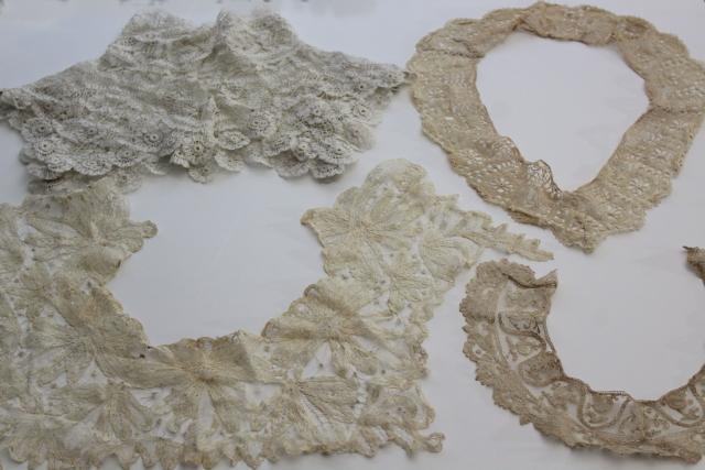 photo of antique lace lot Victorian Edwardian vintage French lace dress trims - high neck collar etc. #1