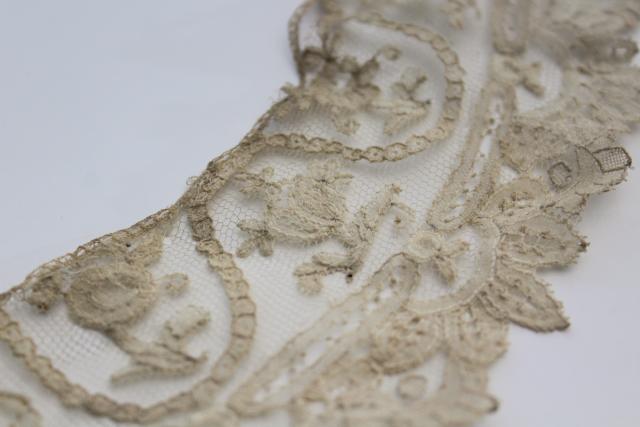 photo of antique lace lot Victorian Edwardian vintage French lace dress trims - high neck collar etc. #7