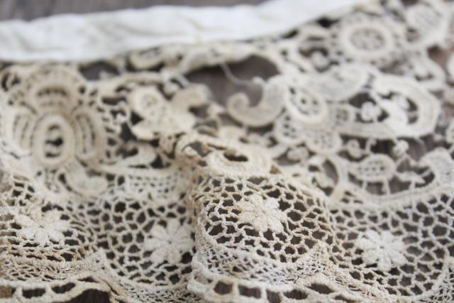 photo of antique lace lot Victorian Edwardian vintage French lace dress trims - round collars, jabots #2