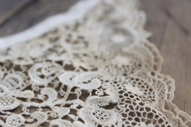 photo of antique lace lot Victorian Edwardian vintage French lace dress trims - round collars, jabots #3