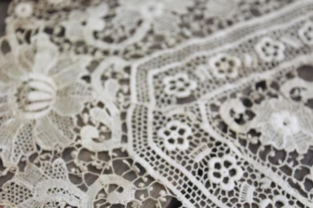 photo of antique lace lot Victorian Edwardian vintage French lace dress trims - round collars, jabots #5