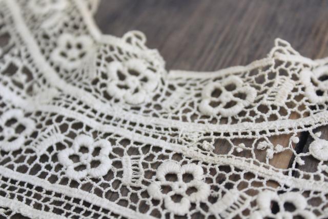 photo of antique lace lot Victorian Edwardian vintage French lace dress trims - round collars, jabots #6