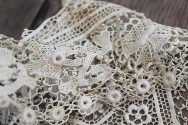 photo of antique lace lot Victorian Edwardian vintage French lace dress trims - round collars, jabots #7