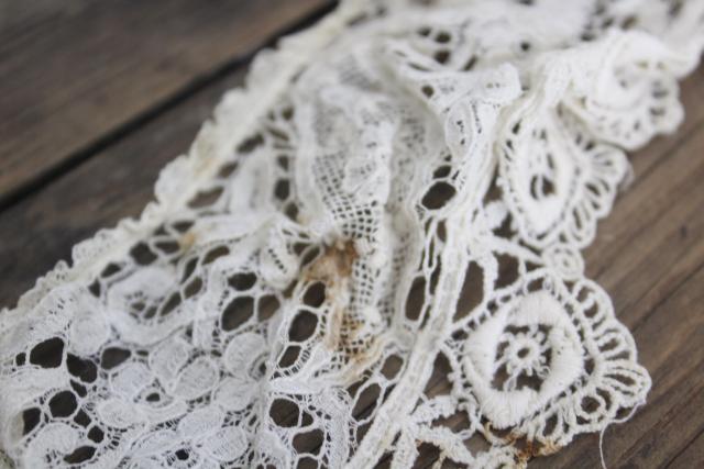 photo of antique lace lot Victorian Edwardian vintage French lace dress trims - round collars, jabots #10