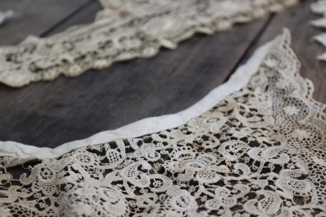 photo of antique lace lot Victorian Edwardian vintage French lace dress trims - round collars, jabots #12