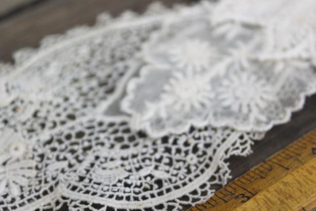 photo of antique lace lot Victorian Edwardian vintage French lace dress trims - round collars, jabots #13