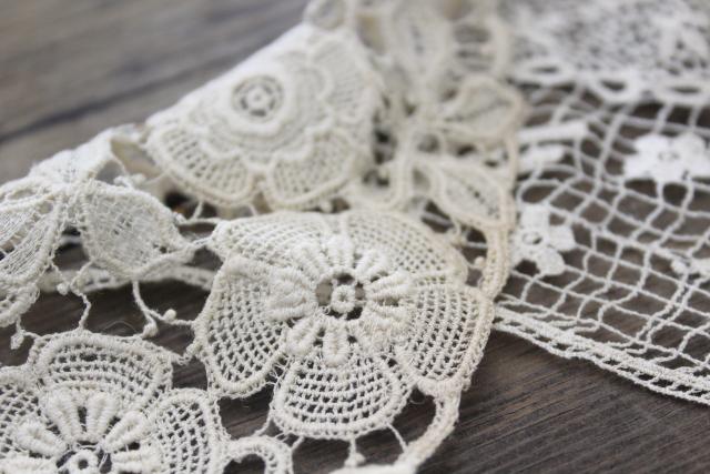 photo of antique lace lot Victorian Edwardian vintage French lace dress trims - round collars, jabots #18