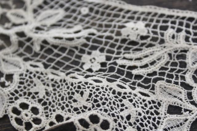 photo of antique lace lot Victorian Edwardian vintage French lace dress trims - round collars, jabots #19