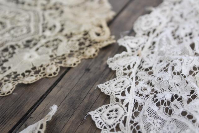 photo of antique lace lot Victorian Edwardian vintage French lace dress trims - round collars, jabots #23