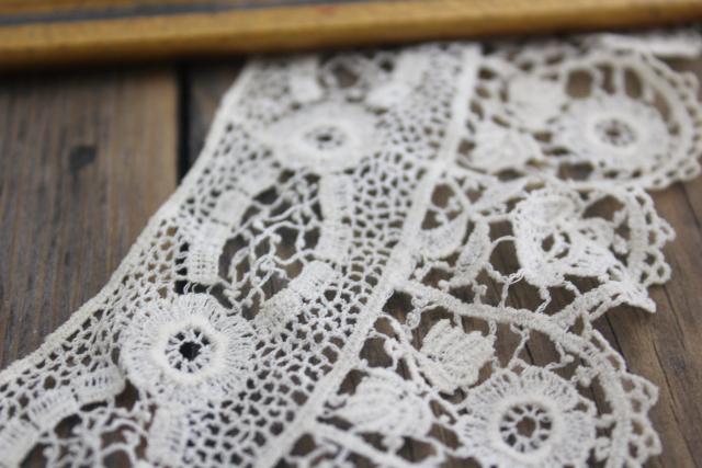 photo of antique lace lot Victorian Edwardian vintage French lace dress trims - round collars, jabots #26