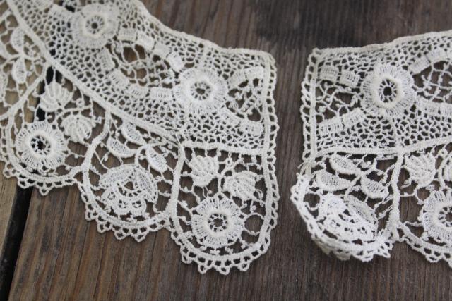 photo of antique lace lot Victorian Edwardian vintage French lace dress trims - round collars, jabots #27