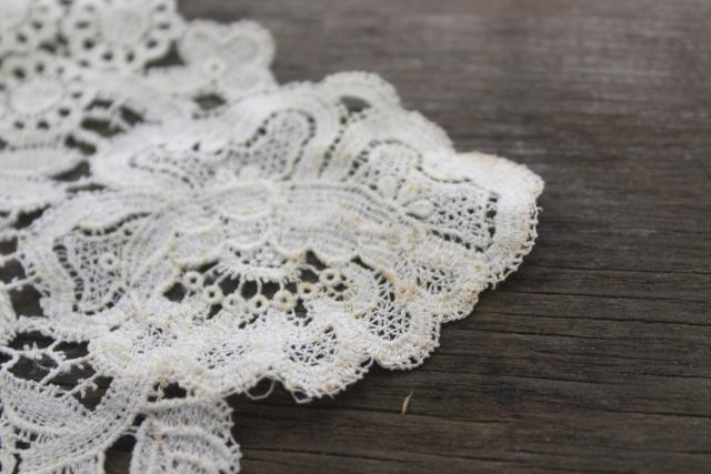 photo of antique lace lot Victorian Edwardian vintage French lace dress trims - round collars, jabots #31