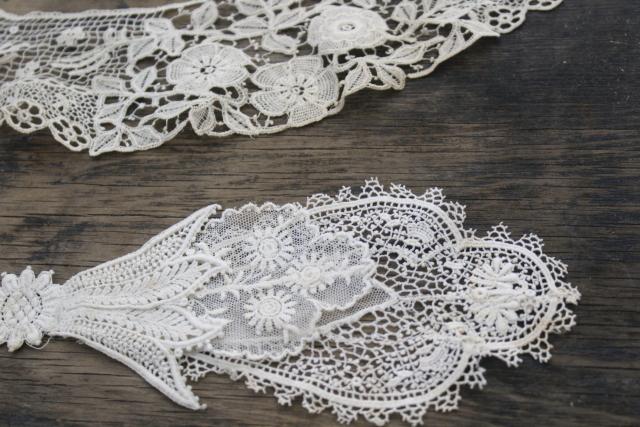 photo of antique lace lot Victorian Edwardian vintage French lace dress trims - round collars, jabots #32