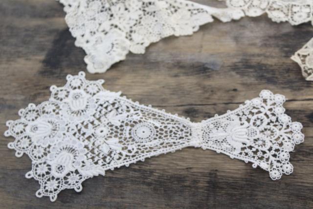 photo of antique lace lot Victorian Edwardian vintage French lace dress trims - round collars, jabots #33